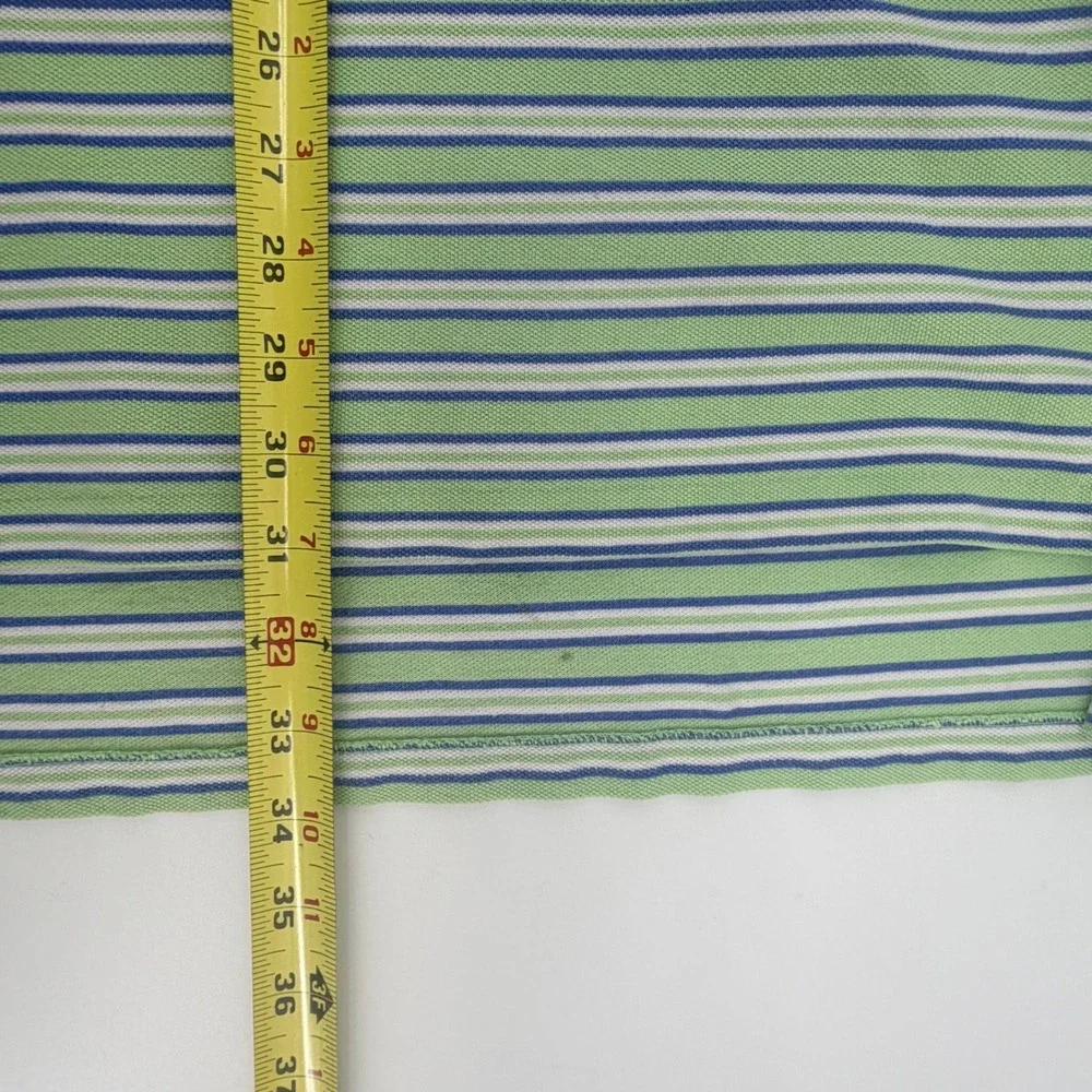 Polo Ralph Lauren Polo Shirt Mens 4XB Green Blue Striped Short Sleeve Cotton
